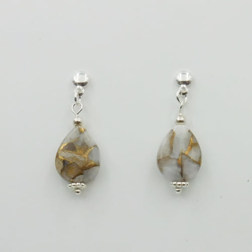 Click to view detail for DKC-1135 Earrings  White Calcite Bronze $60